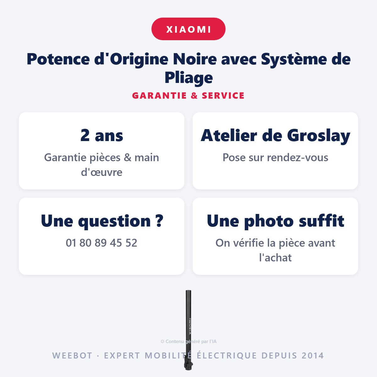 Potence d'Origine Noire avec Système de Pliage : garantie 2 ans et service après-vente