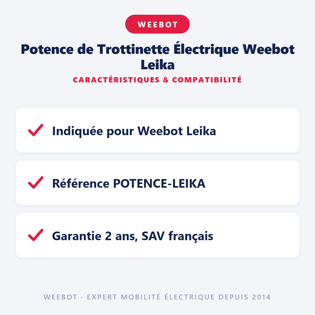 Potence de Trottinette Électrique Weebot Leika : caractéristiques et compatibilité