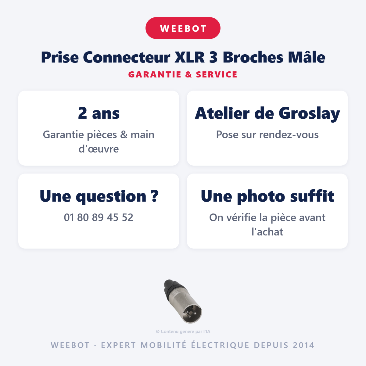Prise Connecteur XLR 3 Broches Mâle : garantie 2 ans et service après-vente