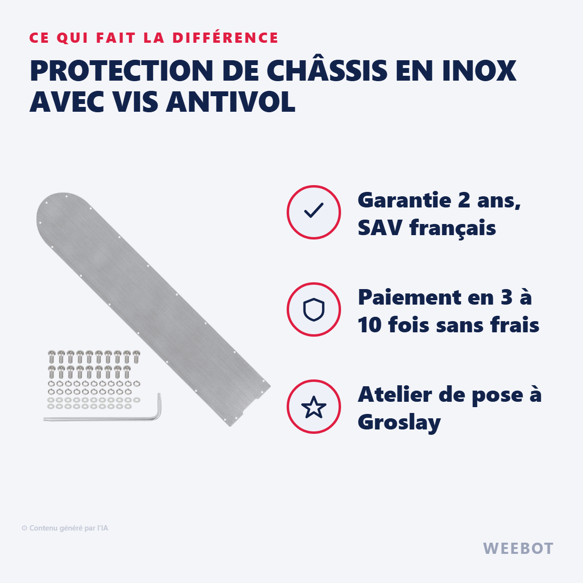 Protection de Châssis en Inox avec Vis Antivol : les points forts