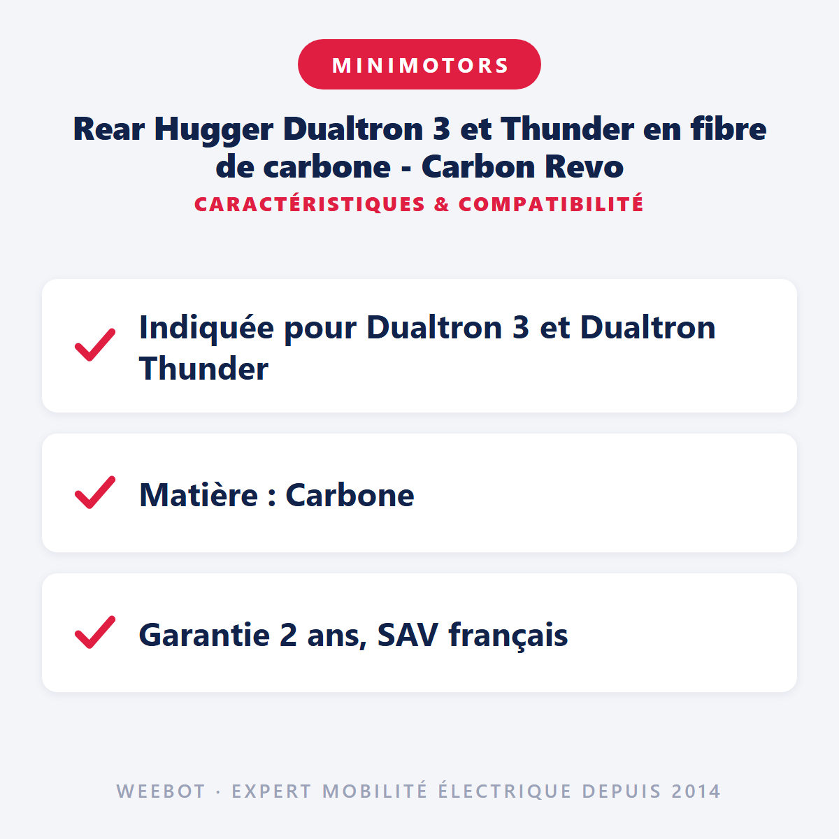 Rear Hugger Dualtron 3 et Thunder en fibre de carbone - Carbon Revo : caractéristiques et compatibilité