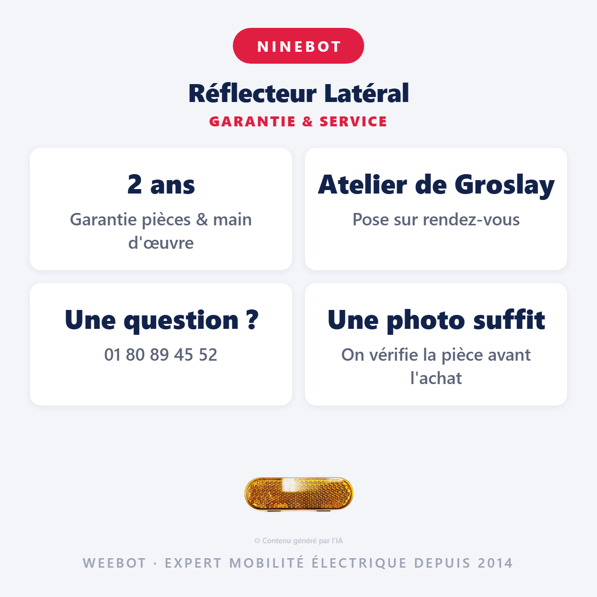 Réflecteur Latéral pour Trottinette Électrique Ninebot Segway ZT3 Pro - Weebot