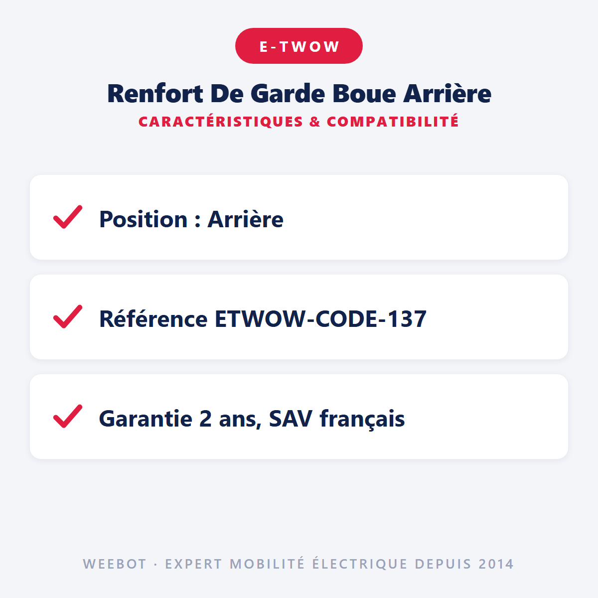 Renfort De Garde Boue Arrière ( Après 2020 ) pour Trottinette Electrique E-Twow - Weebot