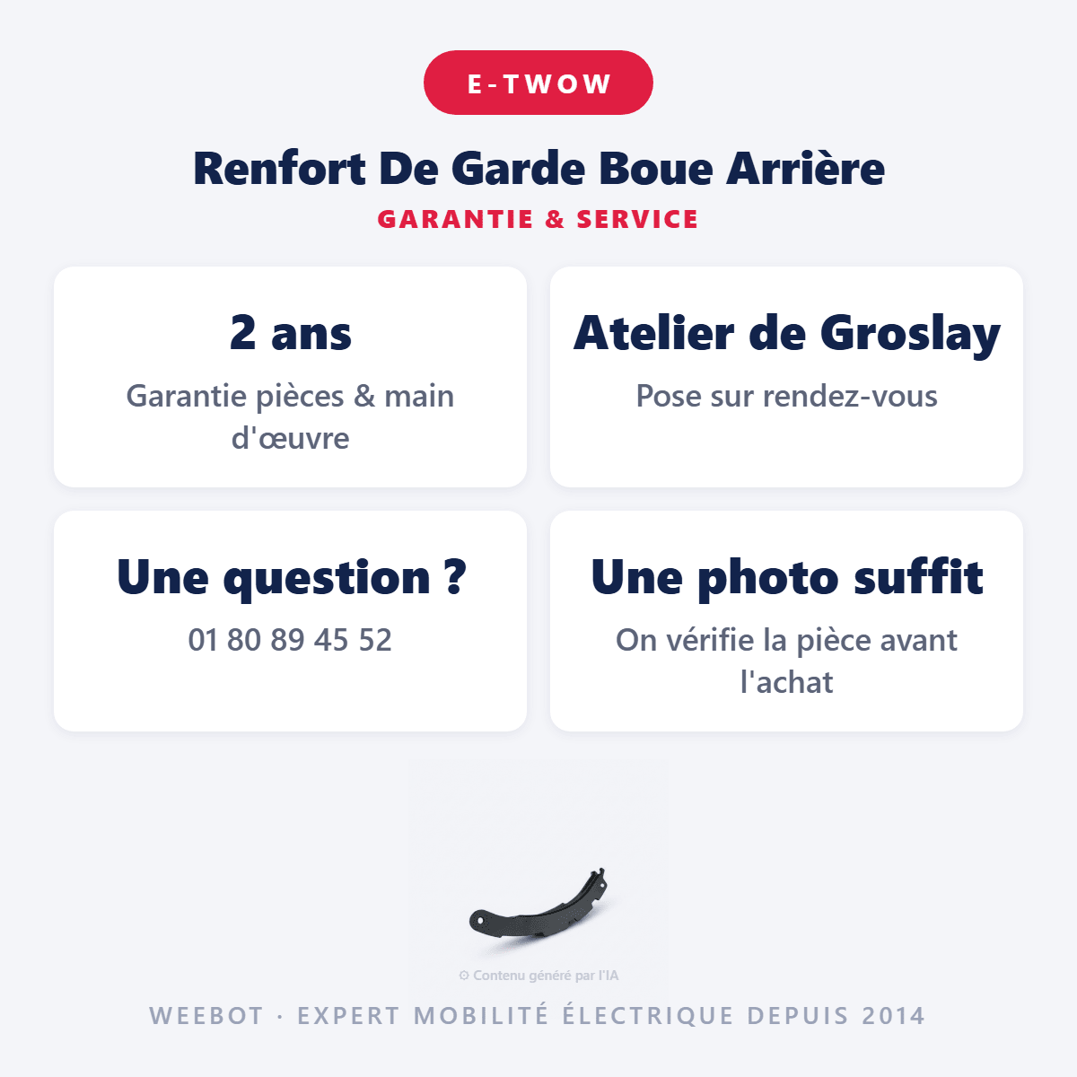 Renfort De Garde Boue Arrière ( Après 2020 ) pour Trottinette Electrique E-Twow - Weebot