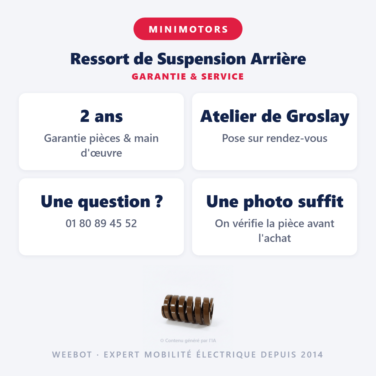 Ressort de Suspension Arrière pour Trottinette Électrique Dualtron Togo - Weebot
