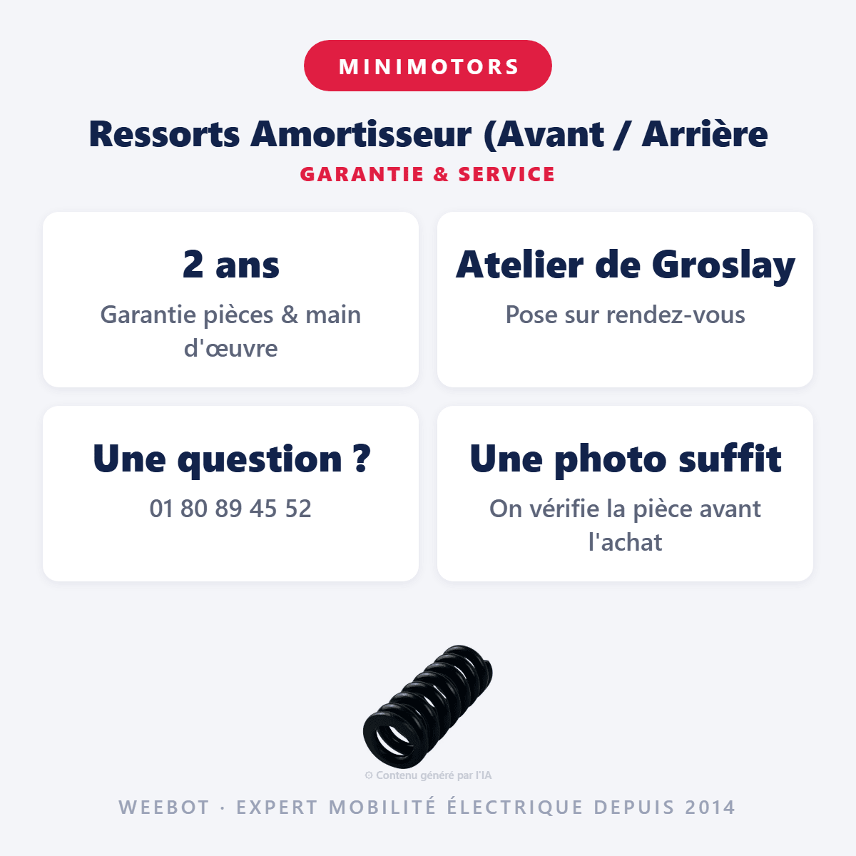 Ressorts Amortisseur (Avant / Arrière Pour Trottinette Électrique Minimotors Dualtron Mini - Weebot