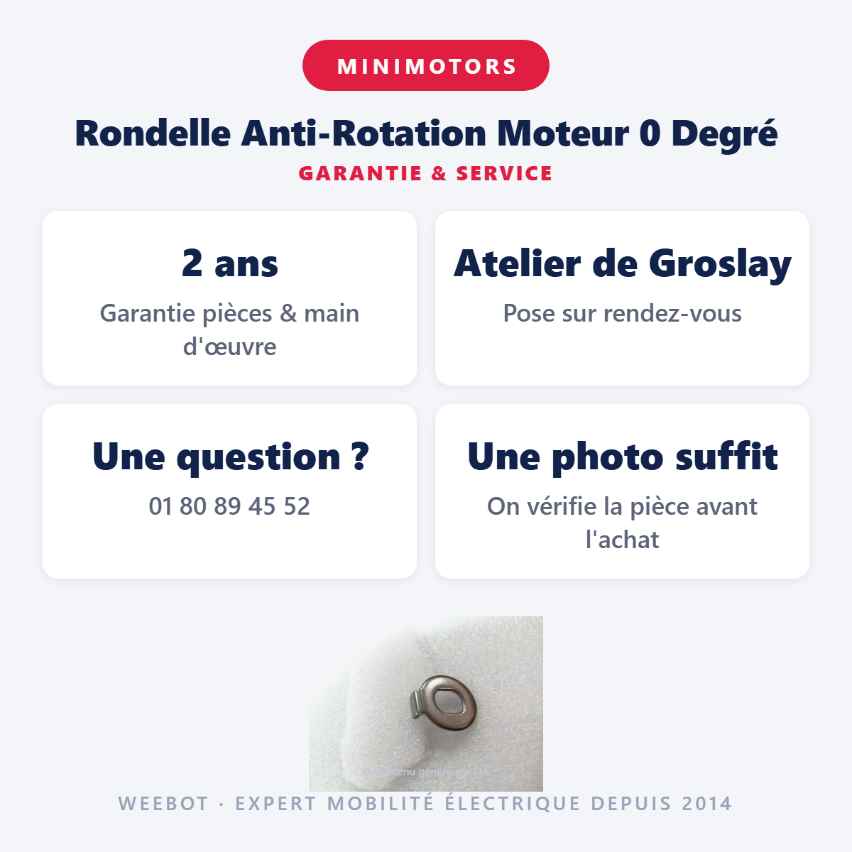 Rondelle Anti-Rotation Moteur 0 Degré : garantie 2 ans et service après-vente