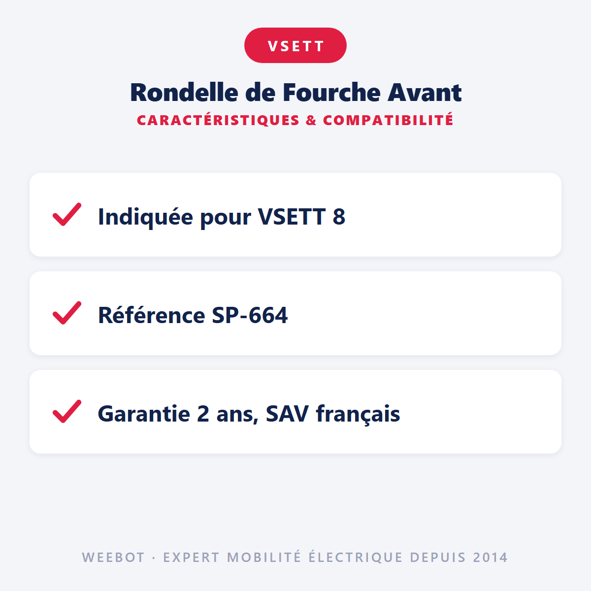 Rondelle de Fourche Avant pour Trottinette Électrique Vsett 8 / Z8 Pro - Weebot