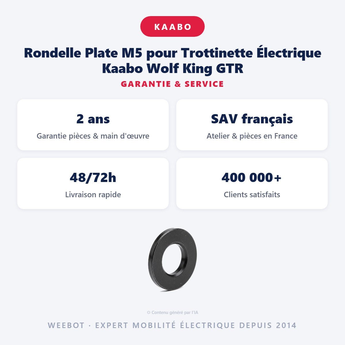 Rondelle Plate M5 pour Trottinette Électrique Kaabo Wolf King GTR - Weebot