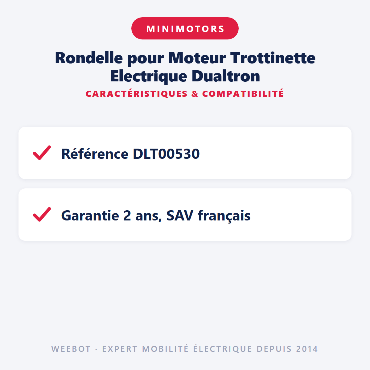 Rondelle pour Moteur Trottinette Electrique Dualtron - Weebot
