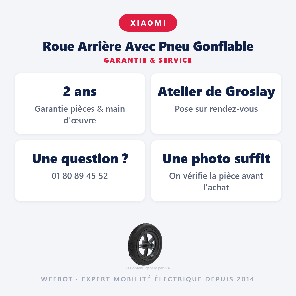 Roue Arrière Avec Pneu Gonflable Pour Trottinette Électrique Xiaomi M365 - Weebot