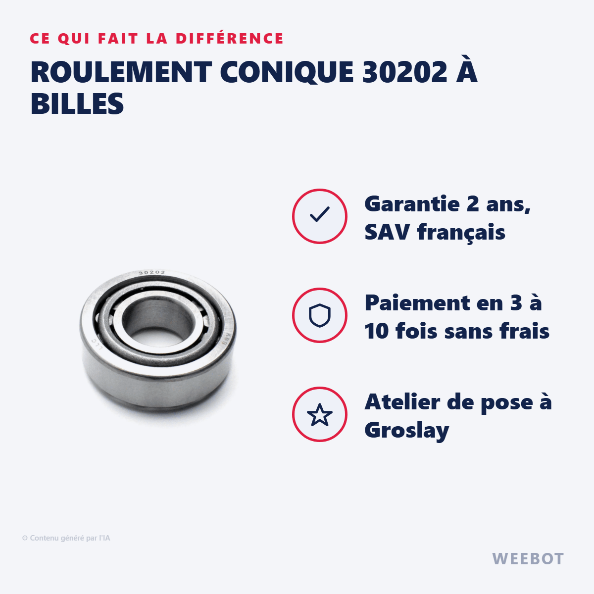 Roulement Conique 30202 à Billes - Weebot