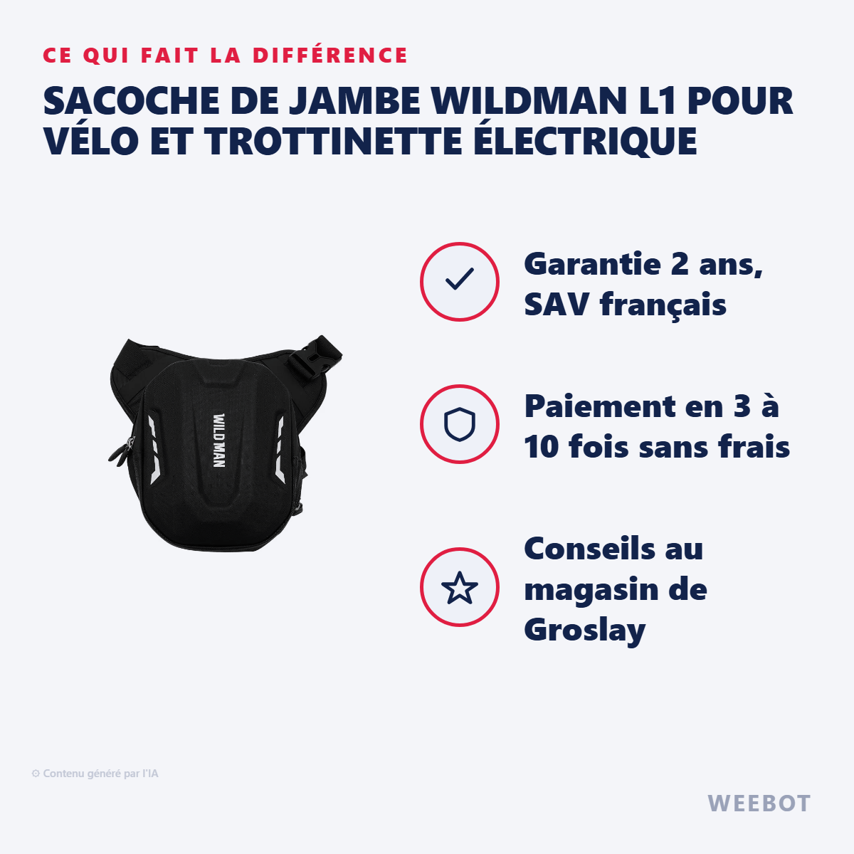 Sacoche de Jambe Wildman L1 pour Vélo et Trottinette Électrique : les points forts