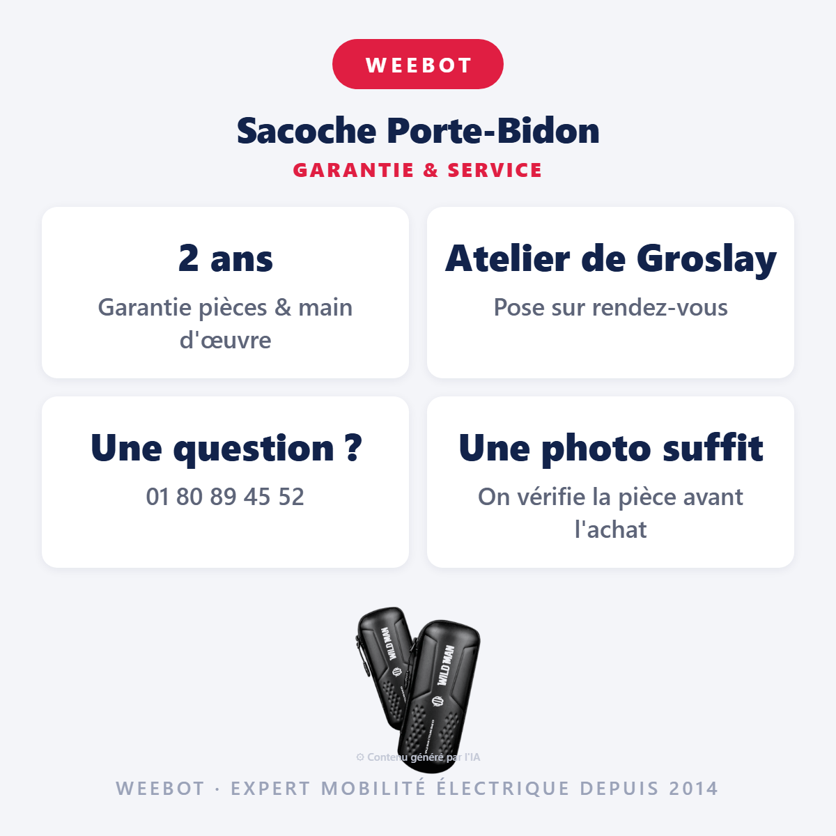 Sacoche Porte-Bidon : garantie 2 ans et service après-vente