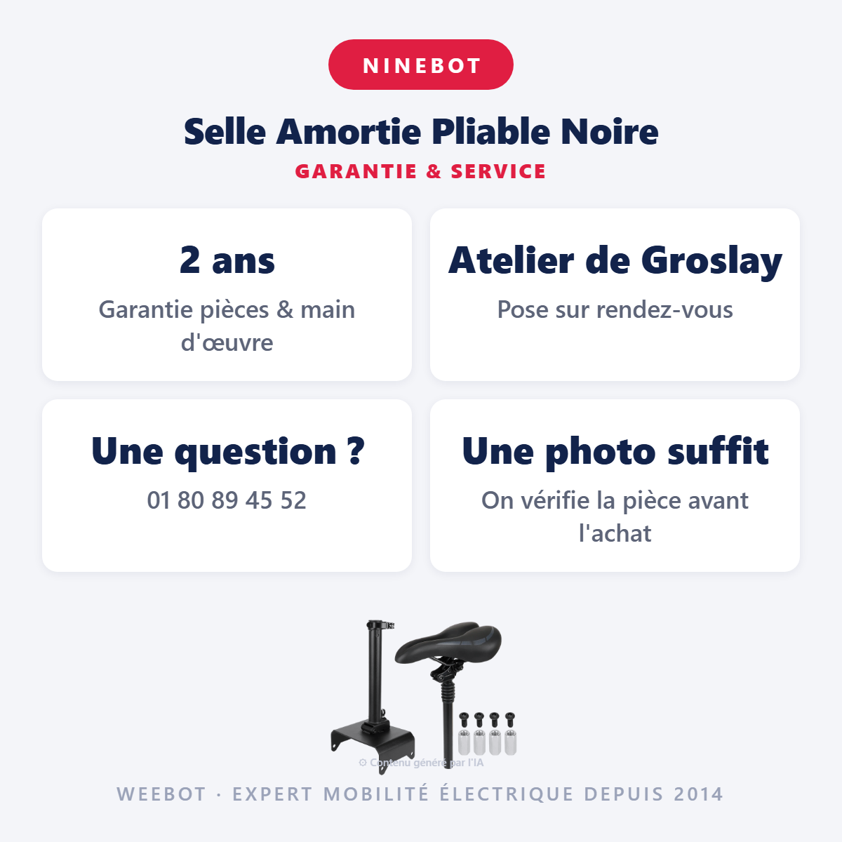 Selle Amortie Pliable Noire : garantie 2 ans et service après-vente