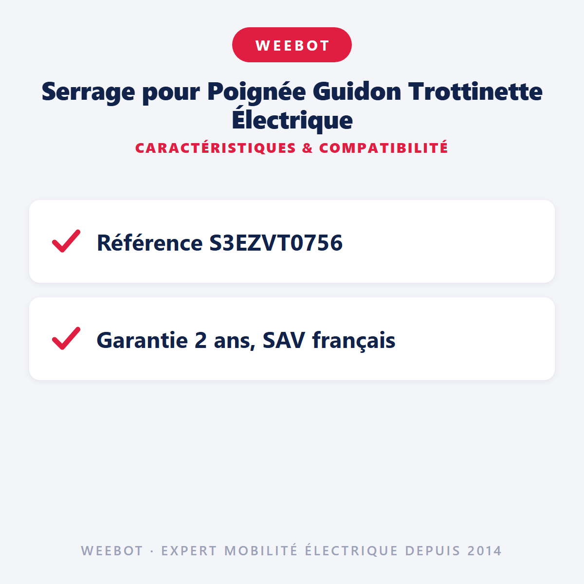 Serrage pour Poignée Guidon Trottinette Électrique : caractéristiques et compatibilité