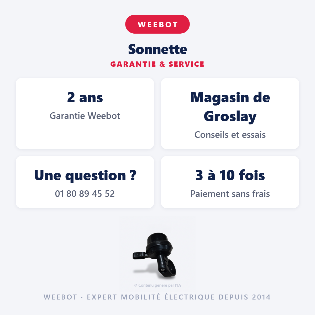Sonnette : garantie 2 ans et service après-vente
