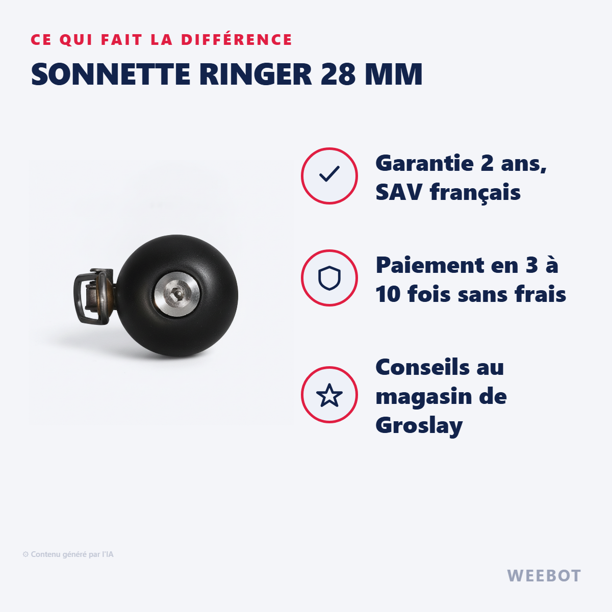 Sonnette Ringer 28 mm : les points forts