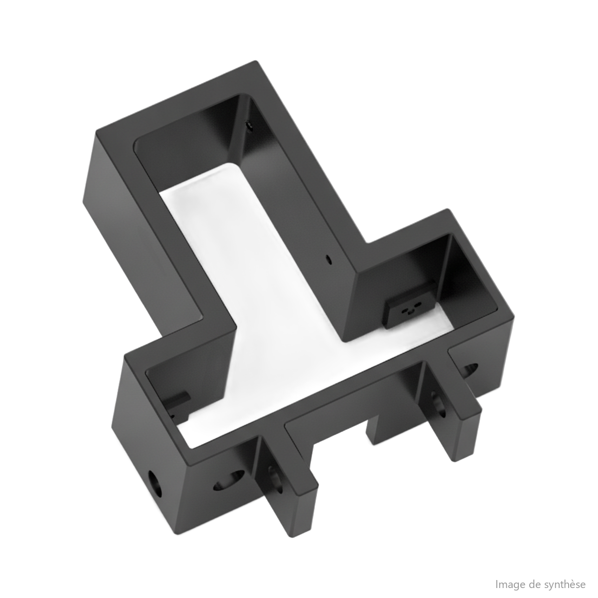 Rendu 3D d'un support de fixation de fourche arrière en métal gris pour trottinette électrique Dualtron Popular