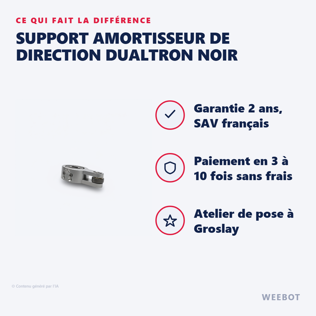 Support Amortisseur de Direction Dualtron Noir : les points forts
