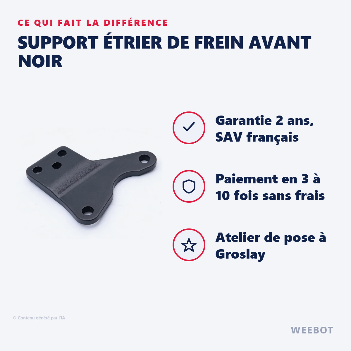 Support Étrier de Frein Avant Noir : les points forts