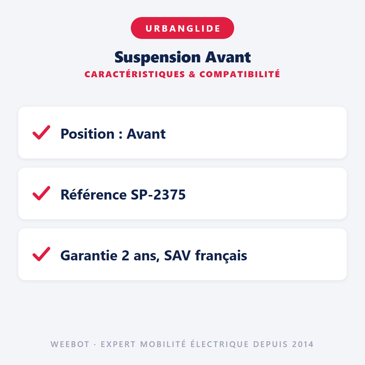 Suspension Avant : caractéristiques et compatibilité