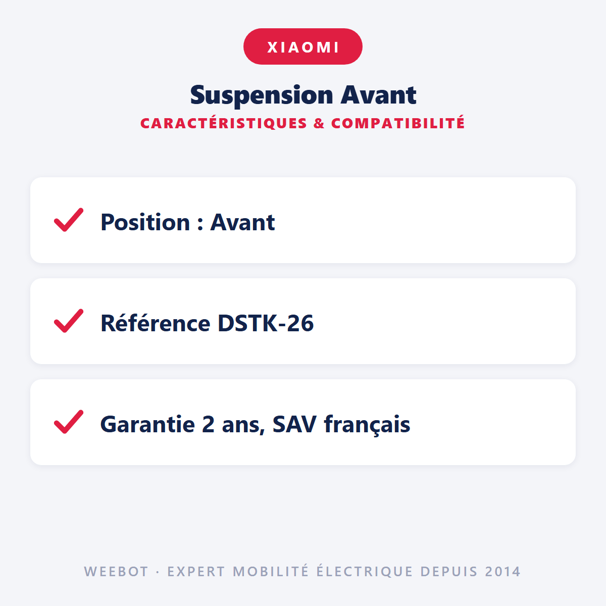 Suspension Avant pour Trottinette Électrique Xiaomi - Weebot