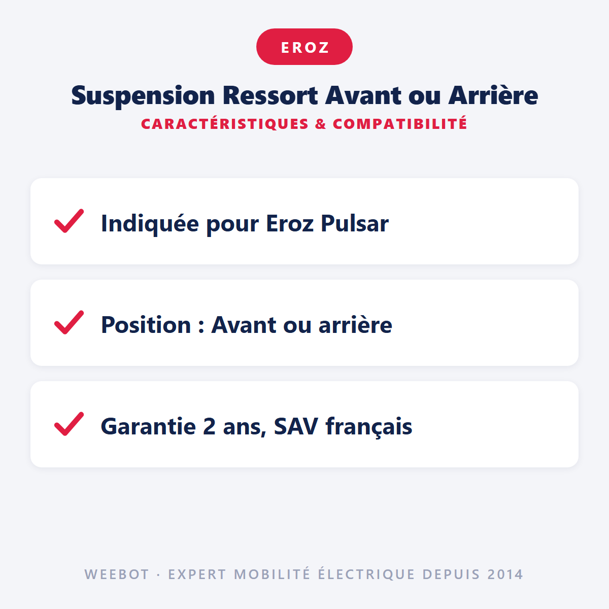 Suspension Ressort Avant ou Arrière : caractéristiques et compatibilité