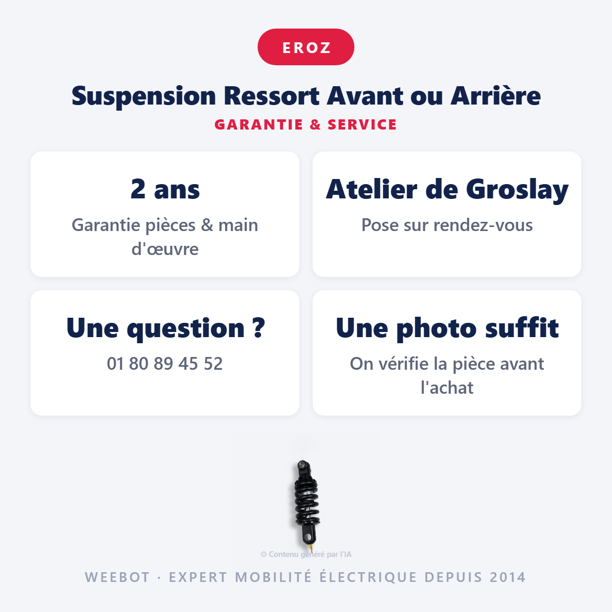 Suspension Ressort Avant ou Arrière : garantie 2 ans et service après-vente