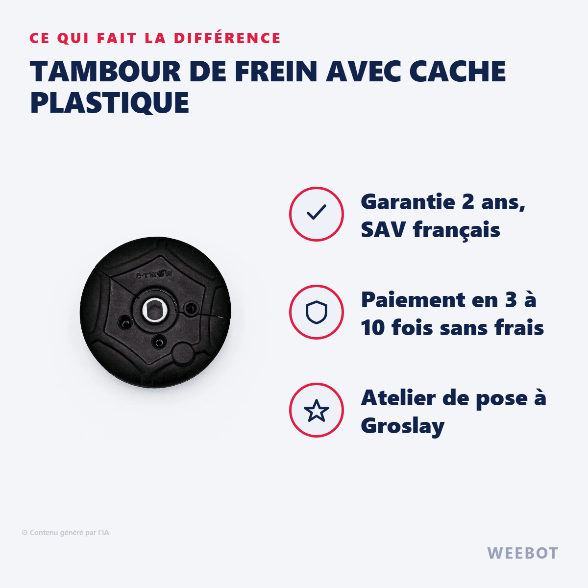 Tambour de Frein avec Cache Plastique pour Trottinette Électrique Etwow - Weebot