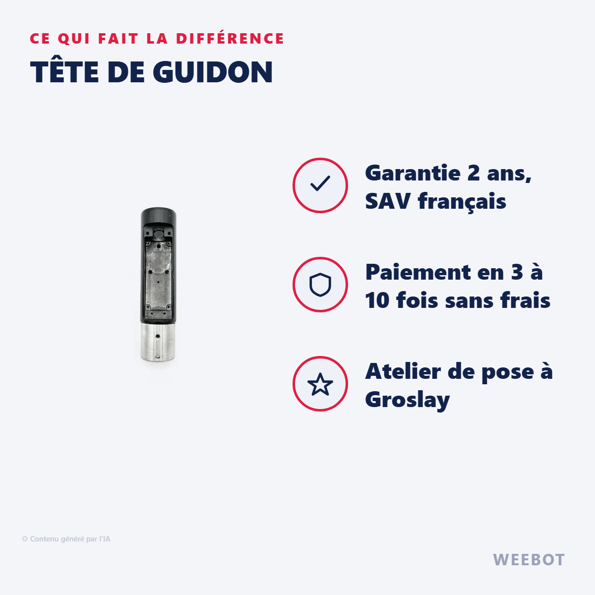 Tête de guidon pour Trottinette Électrique Wispeed T855/T850 - Weebot