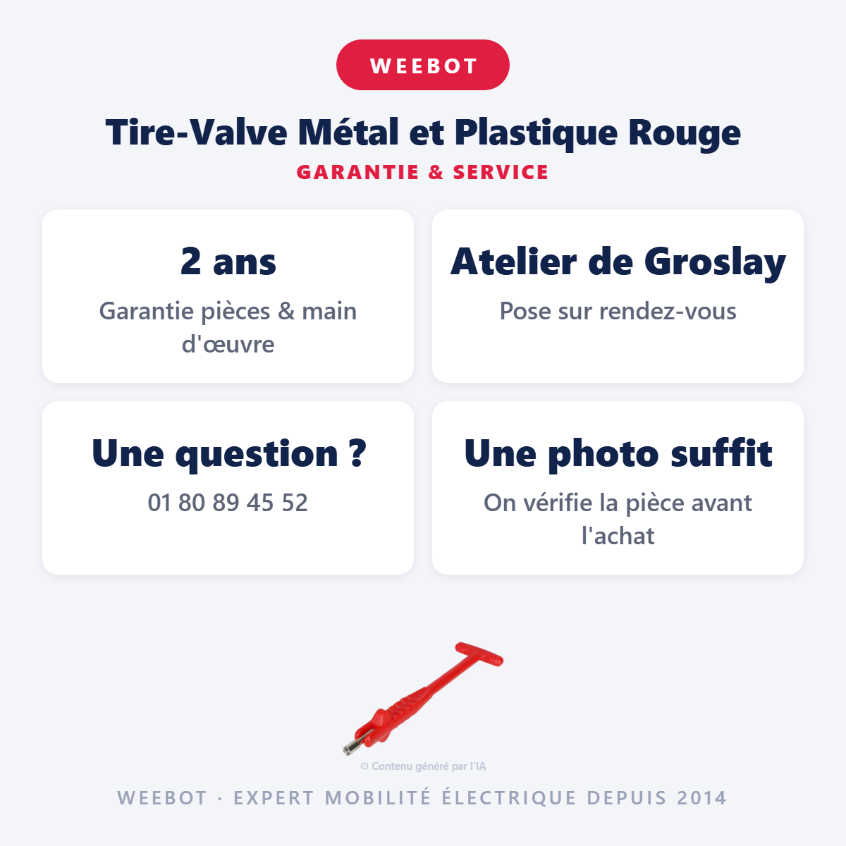 Tire-Valve Métal et Plastique Rouge : garantie 2 ans et service après-vente