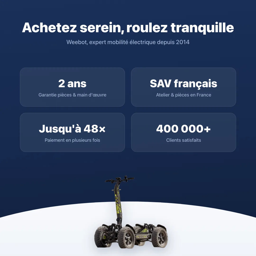 Trottinette Électrique 4 Roues Langfeite GT4 — garantie, livraison rapide et SAV Weebot, expert mobilité électrique depuis 2014.