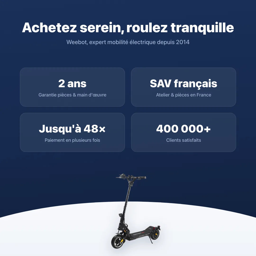 Trottinette Électrique Dualtron Aminia — garantie, livraison rapide et SAV Weebot, expert mobilité électrique depuis 2014.