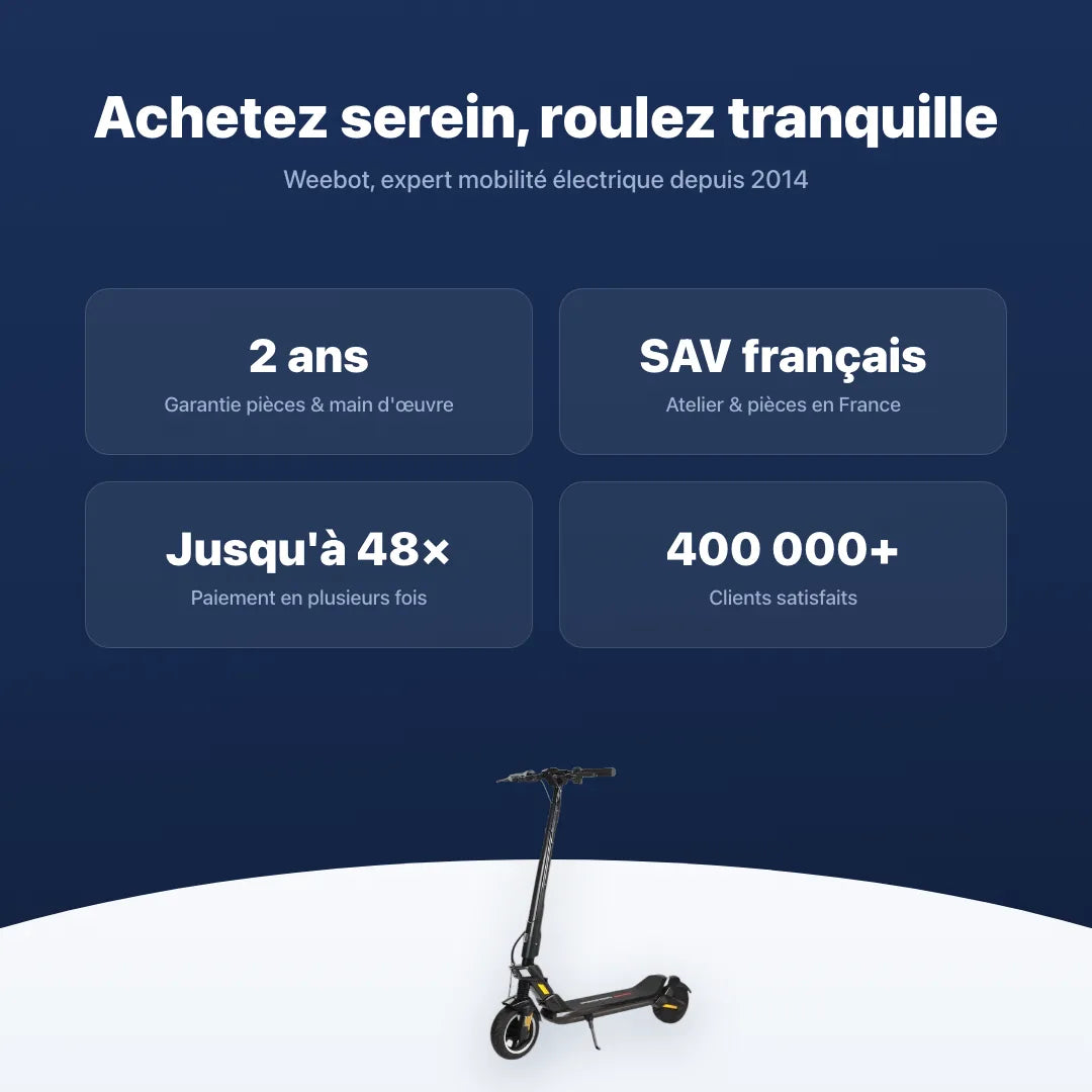 Trottinette Électrique Dualtron Dolphin — garantie, livraison rapide et SAV Weebot, expert mobilité électrique depuis 2014.