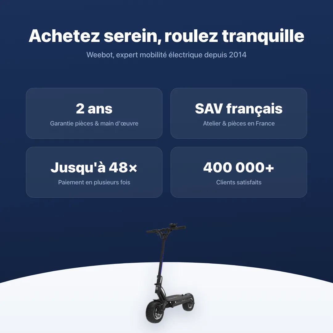 Trottinette Electrique Dualtron Thunder — garantie, livraison rapide et SAV Weebot, expert mobilité électrique depuis 2014.