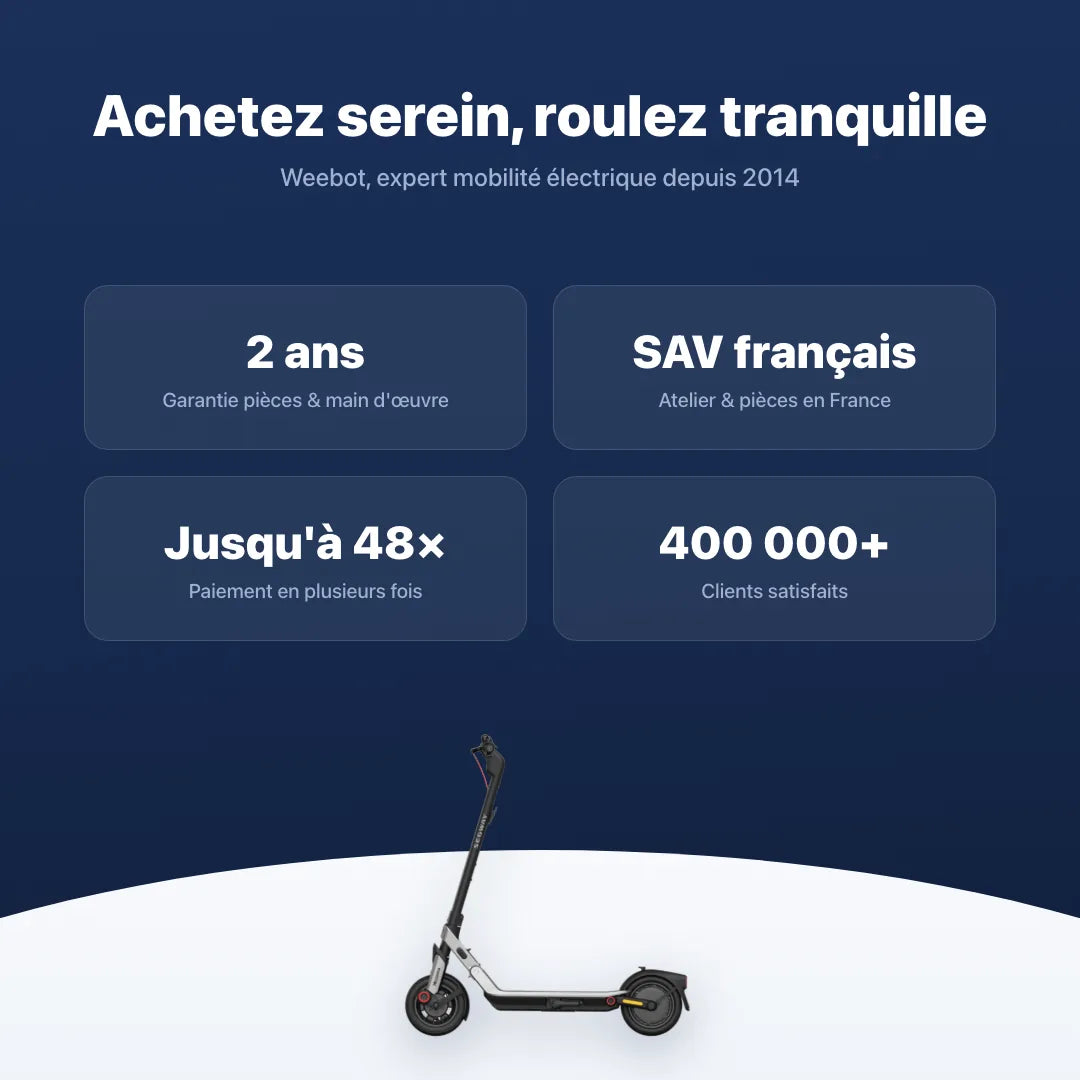 Trottinette Électrique E3 Pro E Ninebot by Segway — garantie, livraison rapide et SAV Weebot, expert mobilité électrique depuis 2014.