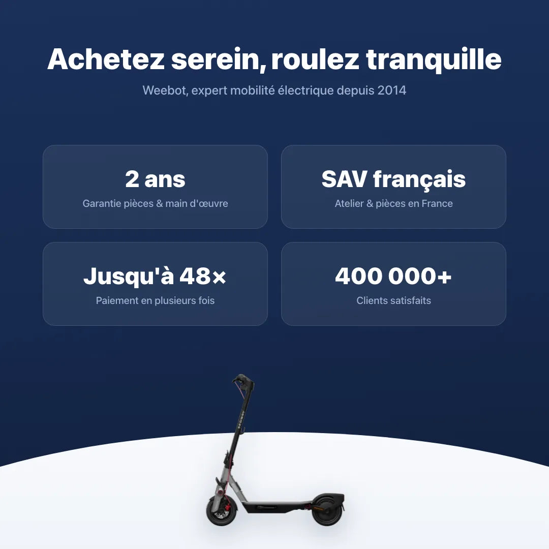 Trottinette Électrique F3 E Ninebot by Segway — garantie, livraison rapide et SAV Weebot, expert mobilité électrique depuis 2014.