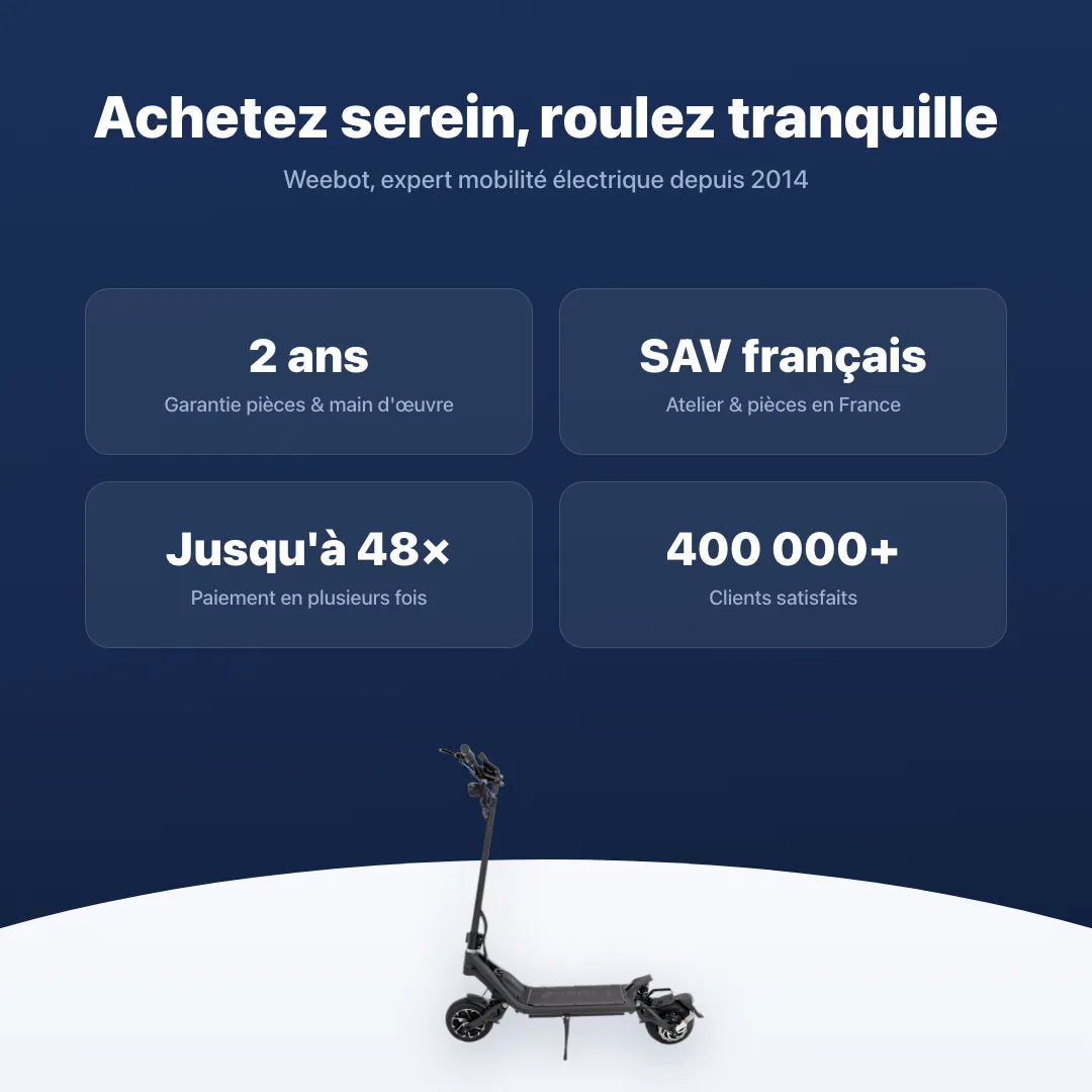 Trottinette Électrique Nami Klima One — garantie, livraison rapide et SAV Weebot, expert mobilité électrique depuis 2014.