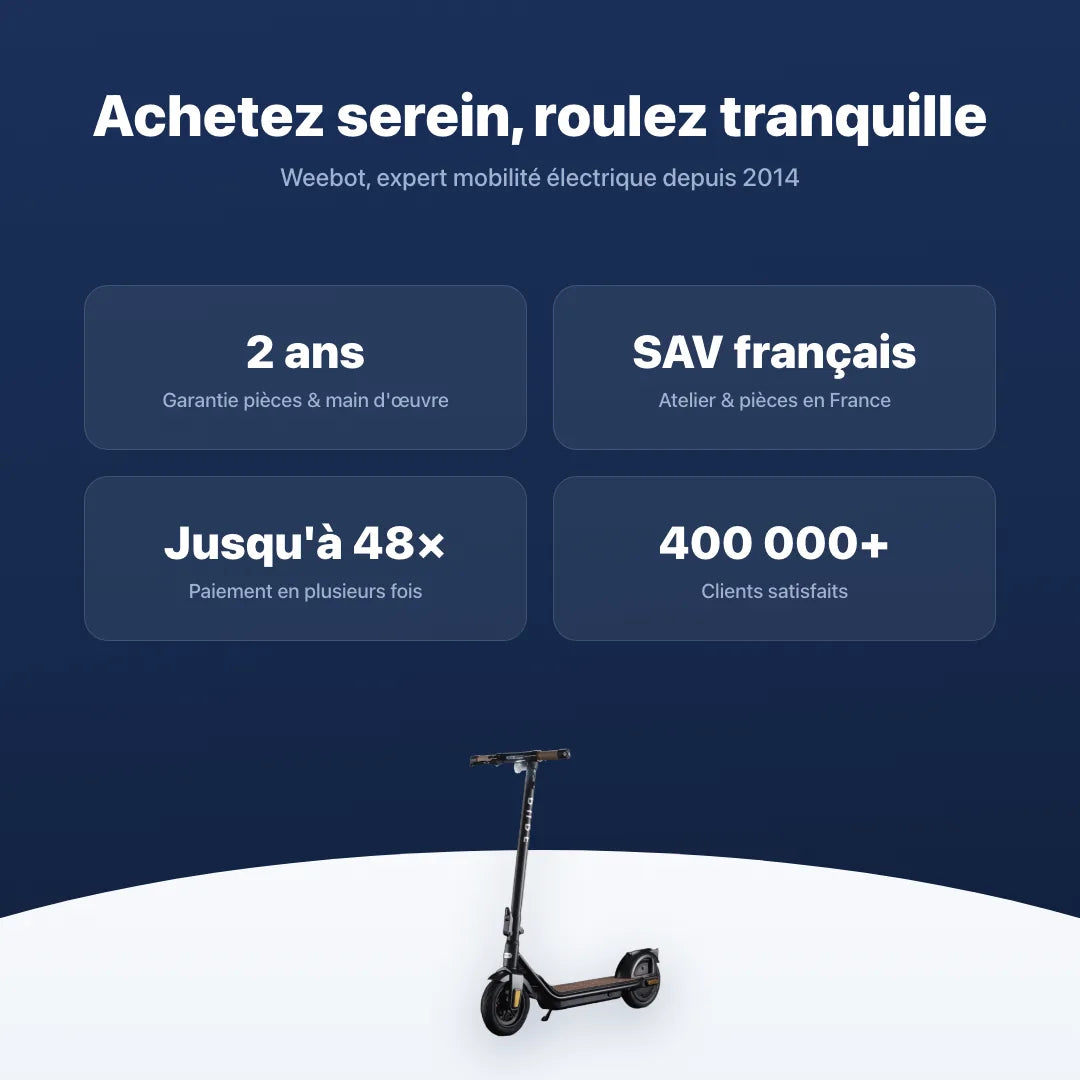 Trottinette Électrique Pure Air Pro 4 — garantie, livraison rapide et SAV Weebot, expert mobilité électrique depuis 2014.