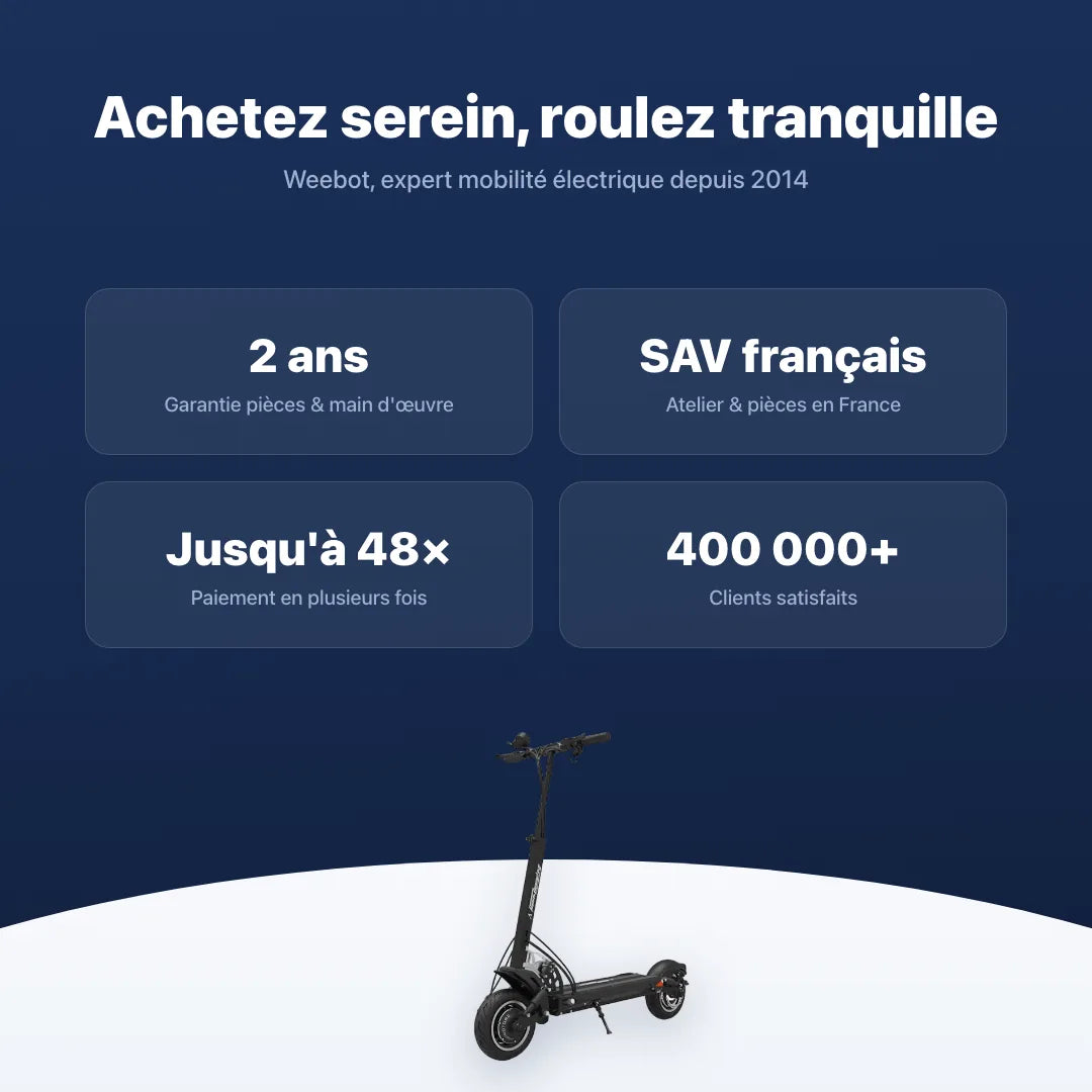 Trottinette Électrique Speedway 5 — garantie, livraison rapide et SAV Weebot, expert mobilité électrique depuis 2014.