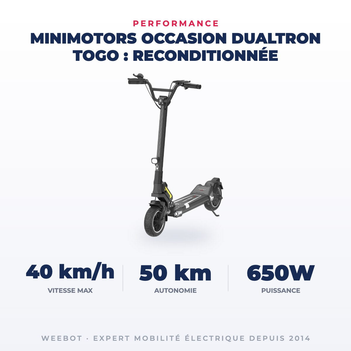 Trottinette Électrique Occasion Dualtron Togo : Reconditionnée — performance : 40 km/h, 50 km, 650W