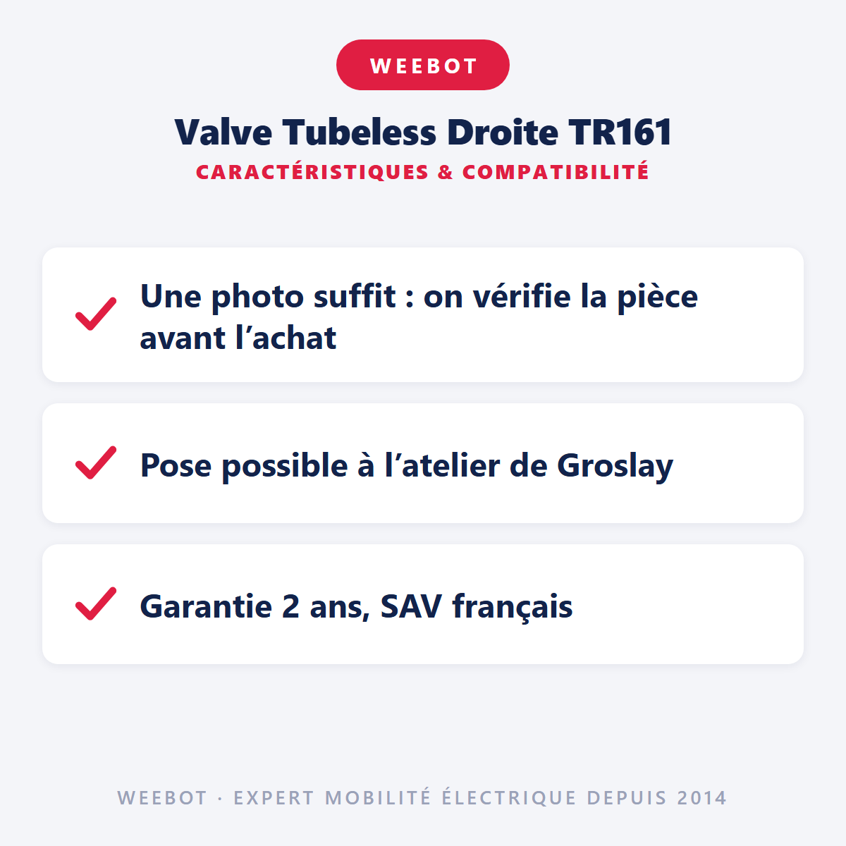 Valve Tubeless Droite TR161 : caractéristiques et compatibilité