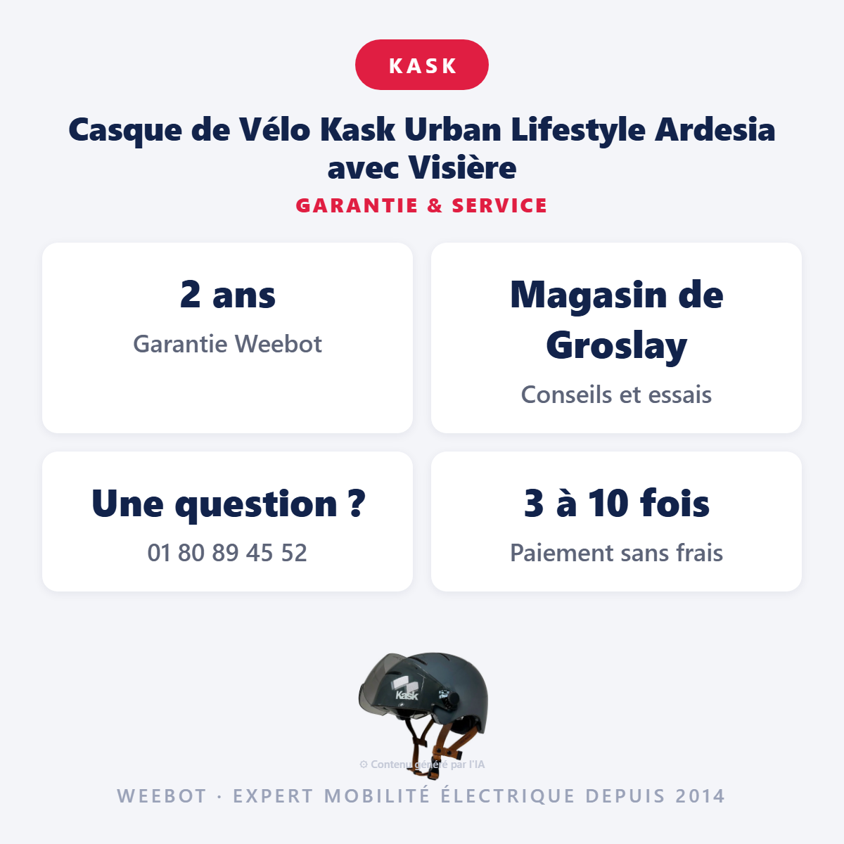 Casque de Vélo Kask Urban Lifestyle Ardesia avec Visière : garantie 2 ans et service après-vente