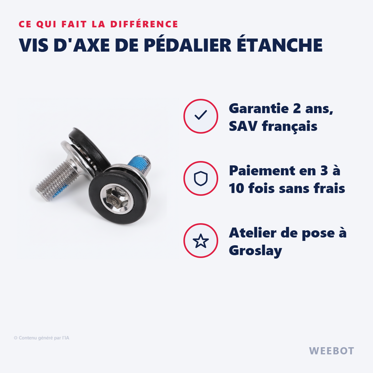 Vis d'Axe de Pédalier Étanche : les points forts
