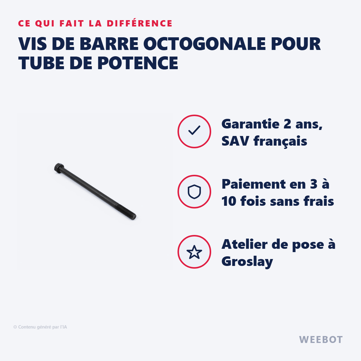 Vis De Barre Octogonale Pour Tube De Potence pour Trottinette Electrique E-Twow - Weebot