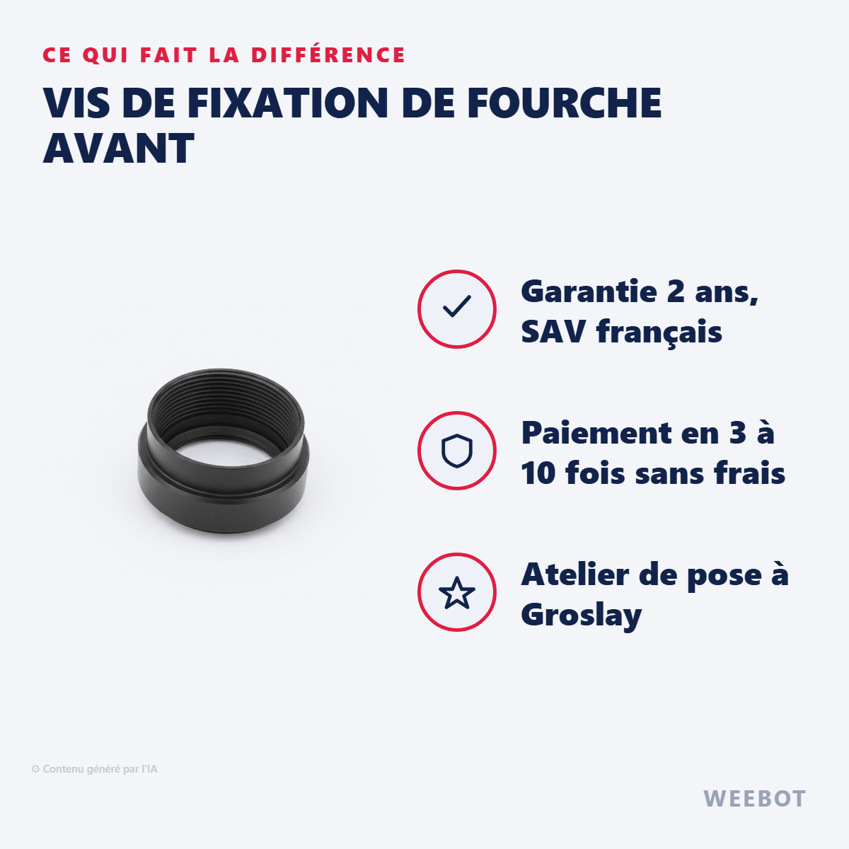 Vis de Fixation de Fourche Avant pour Trottinette Electrique E-Twow - Weebot