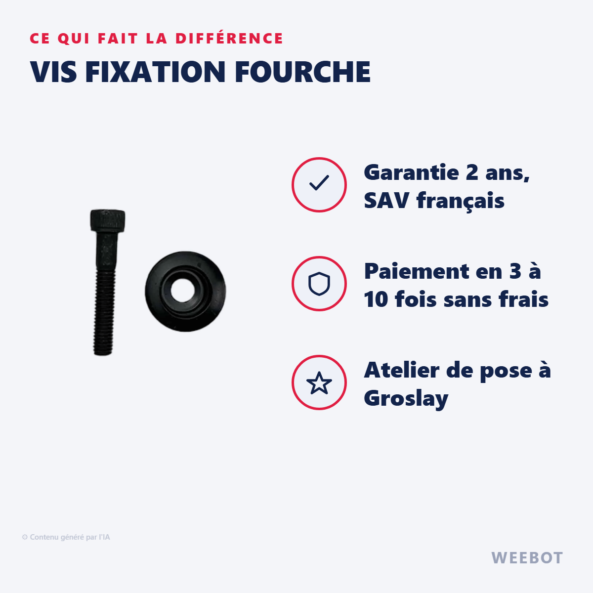Vis fixation fourche : les points forts