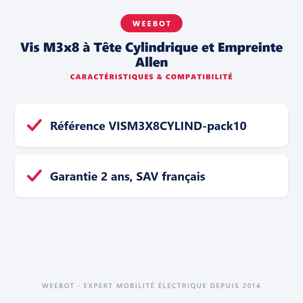 Vis M3x8 à Tête Cylindrique et Empreinte Allen : caractéristiques et compatibilité