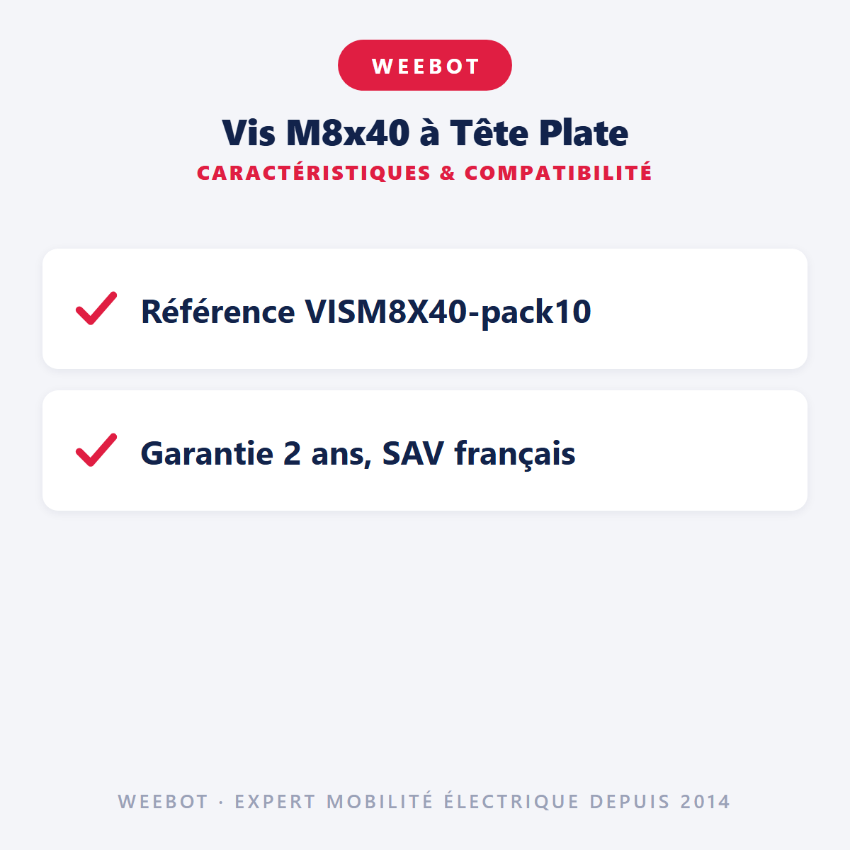 Vis M8x40 à Tête Plate : caractéristiques et compatibilité